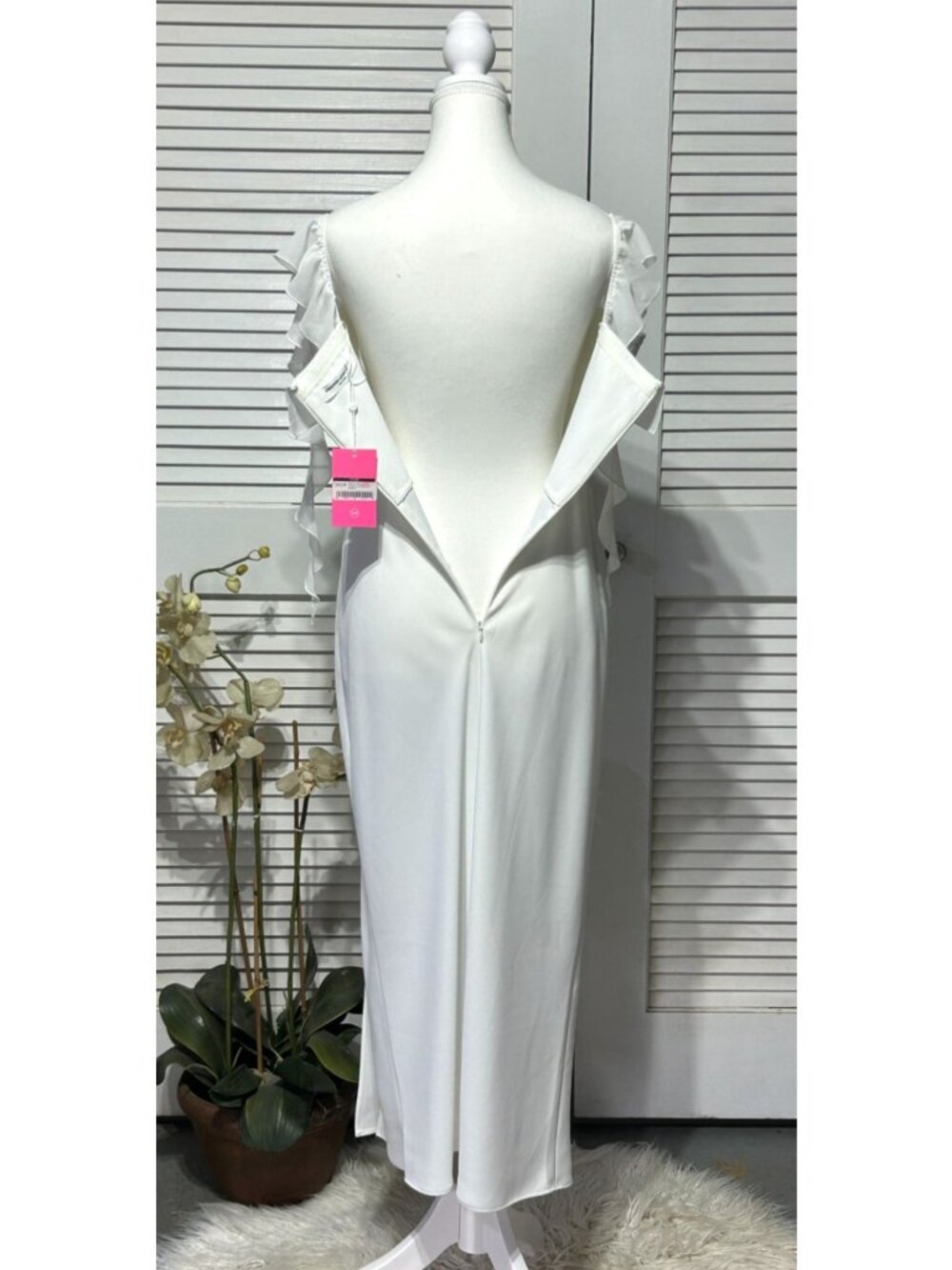 NWT Amanda Uprichard Women's Ivory Copellia Ruffle Dress Size Large 3449 - Picture 10 of 16